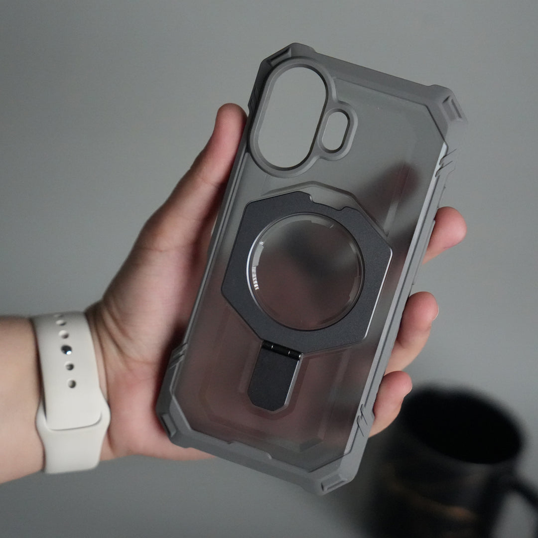 iPhone 17 – Rugged Armor MagSafe Case with Metal Kickstand