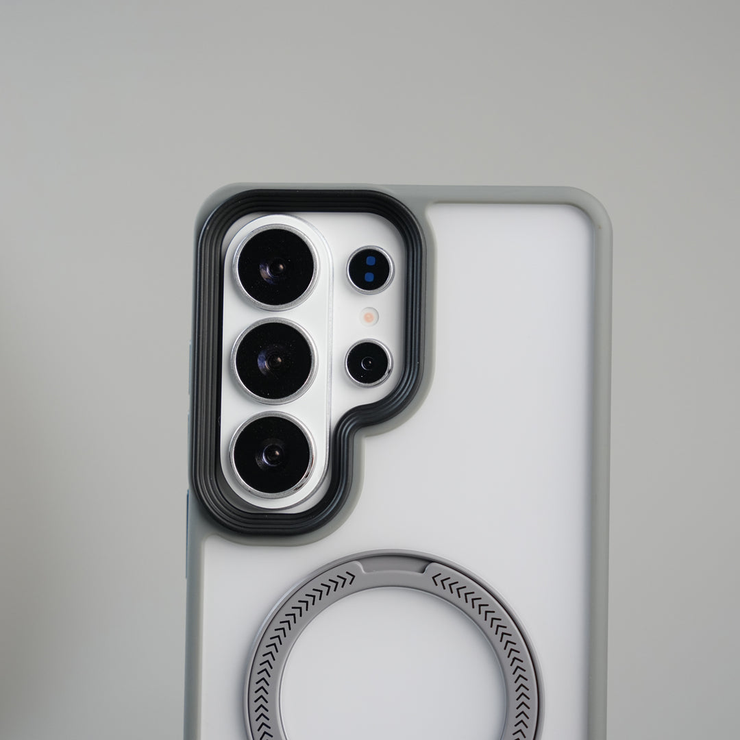 Galaxy S26 Ultra Frosted Ring Stand Case | Raised Camera Guard Matte Protective Cover