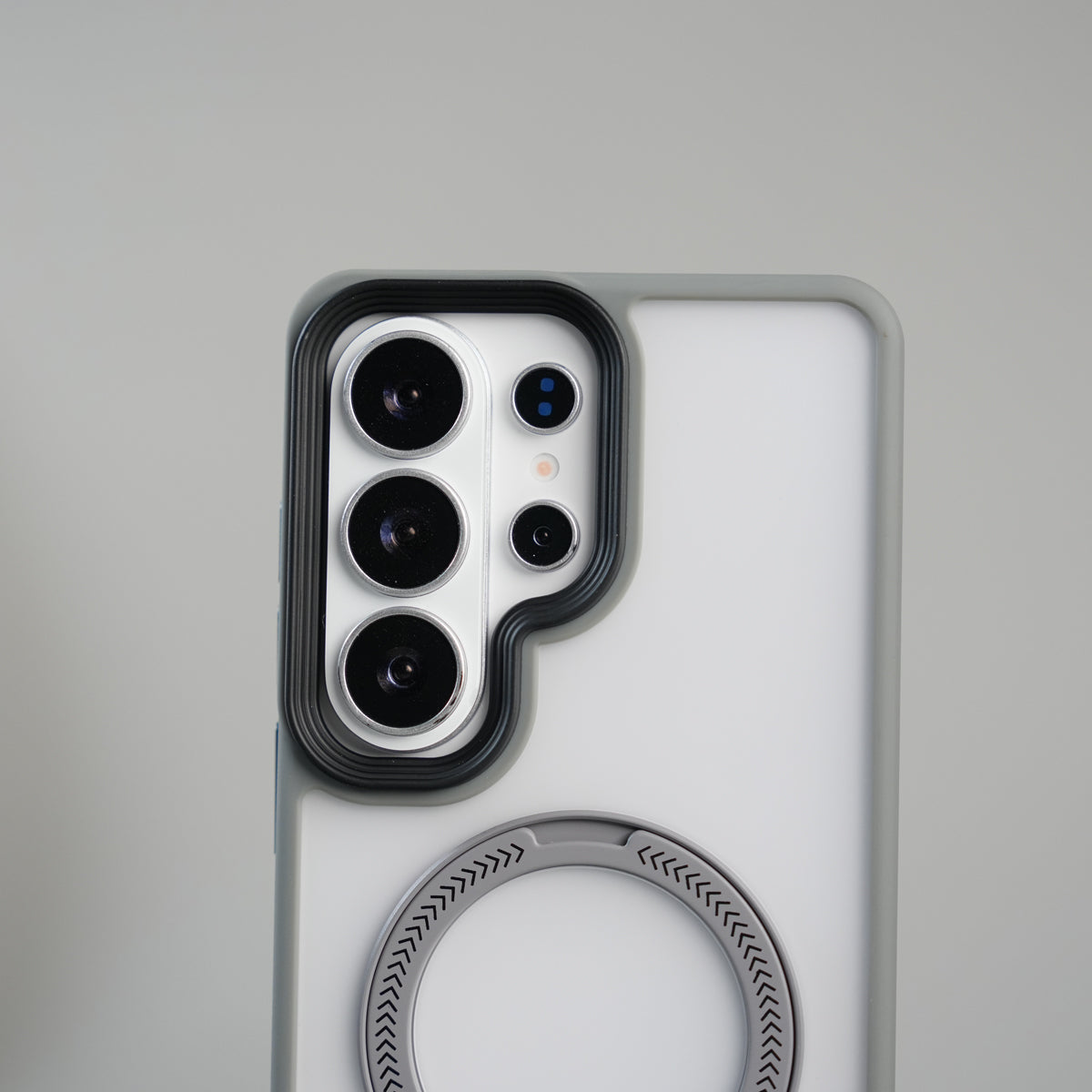 Galaxy S26 Ultra Frosted Ring Stand Case | Raised Camera Guard Matte Protective Cover
