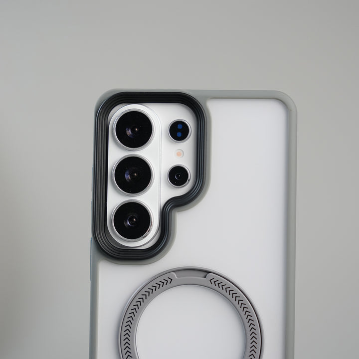 Galaxy S26 Ultra Frosted Ring Stand Case | Raised Camera Guard Matte Protective Cover
