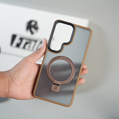 Galaxy S26 Ultra Frosted Ring Stand Case | Raised Camera Guard Matte Protective Cover