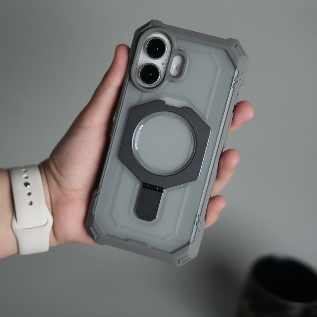 iPhone 17 – Rugged Armor MagSafe Case with Metal Kickstand