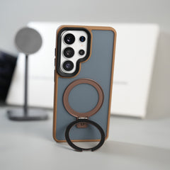 Galaxy S26 Ultra Frosted Ring Stand Case | Raised Camera Guard Matte Protective Cover