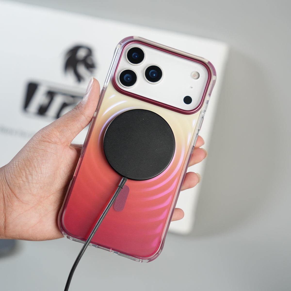 iPhone 17 Series Blush Pink Gradient Wave Pattern MagSafe Compatible Case