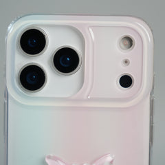 iPhone 17 Pro Max Luxury 3D Butterfly Gradient Case with Pearl Beaded Wristlet