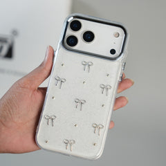 iPhone 17 Series Transparent Glitter Bow Protective Case