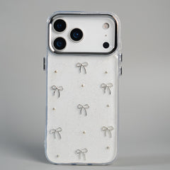 iPhone 17 Series Transparent Glitter Bow Protective Case