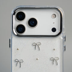 iPhone 17 Series Transparent Glitter Bow Protective Case