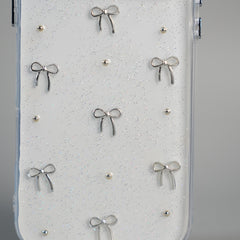 iPhone 17 Series Transparent Glitter Bow Protective Case