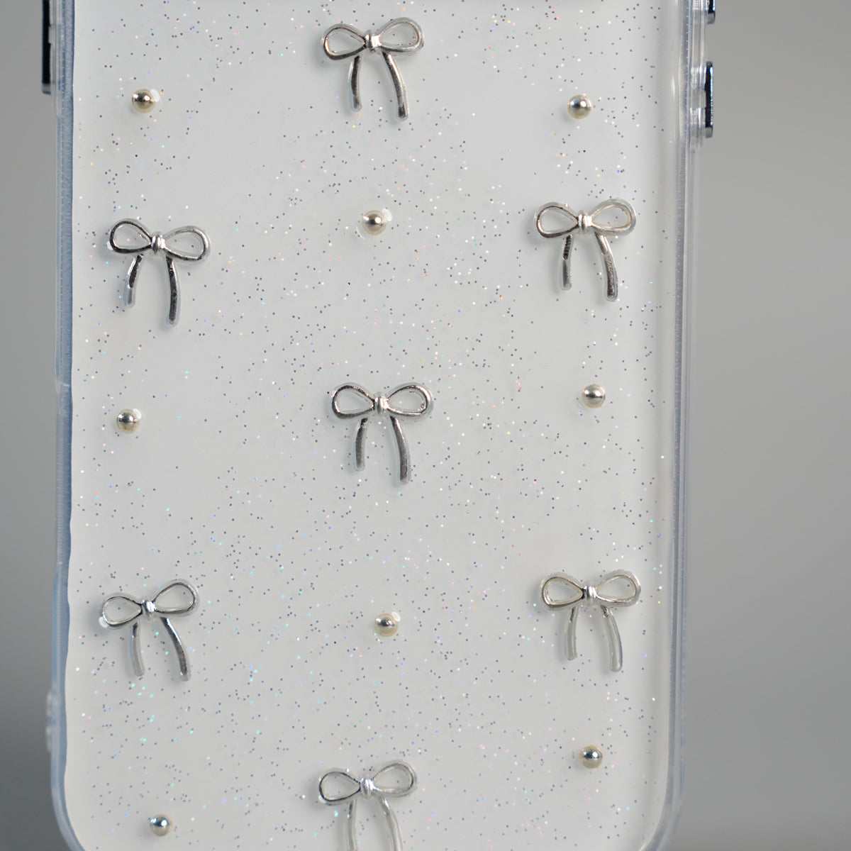 iPhone 17 Series Transparent Glitter Bow Protective Case