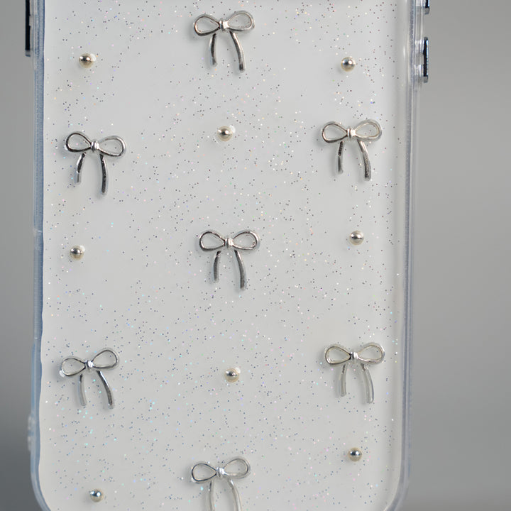 iPhone 17 Series Transparent Glitter Bow Protective Case