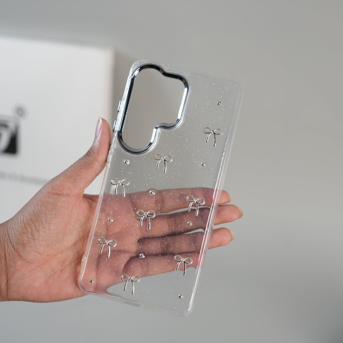 iPhone 17 Series Transparent Glitter Bow Protective Case