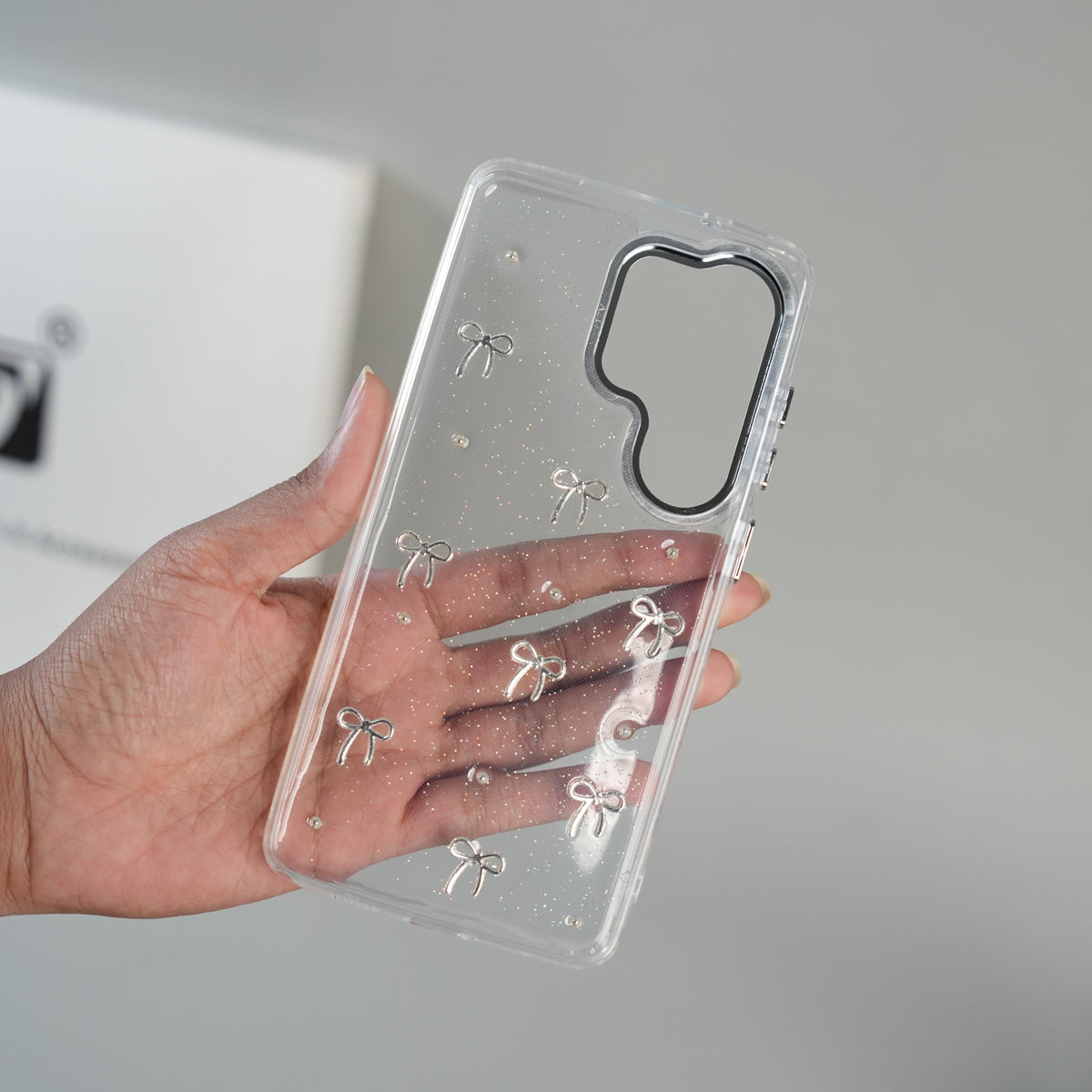 iPhone 17 Series Transparent Glitter Bow Protective Case