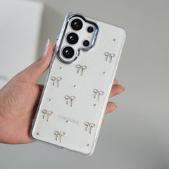 iPhone 17 Series Transparent Glitter Bow Protective Case