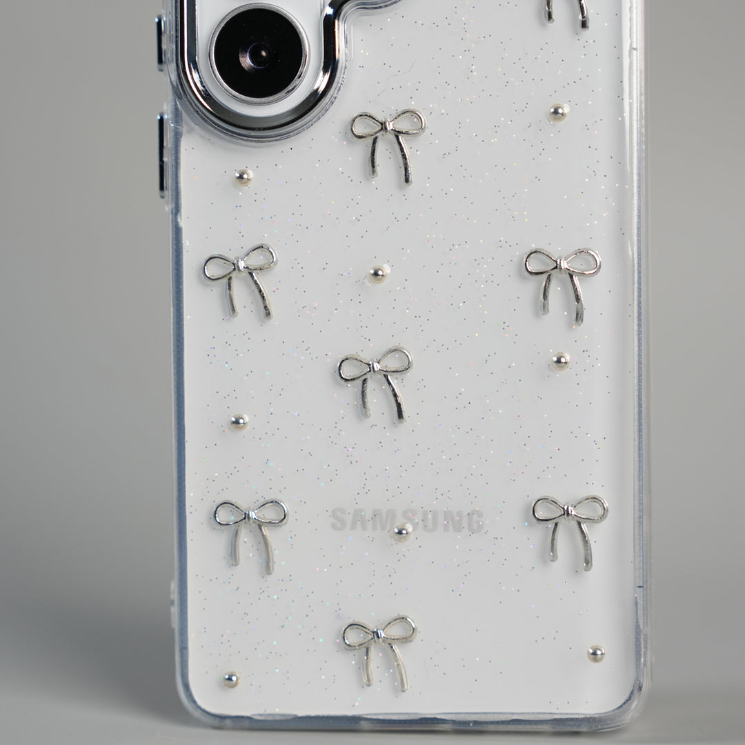 iPhone 17 Series Transparent Glitter Bow Protective Case