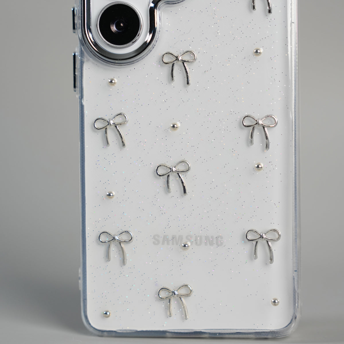 iPhone 17 Series Transparent Glitter Bow Protective Case