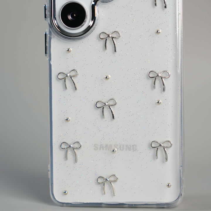 iPhone 17 Series Transparent Glitter Bow Protective Case