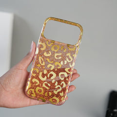 iPhone 17 Series Luxury Gold Leopard Print Glitter Case with Glossy Finish