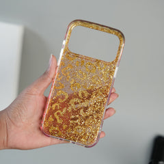 iPhone 17 Series Luxury Gold Leopard Print Glitter Case with Glossy Finish