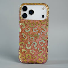 iPhone 17 Series Luxury Gold Leopard Print Glitter Case with Glossy Finish