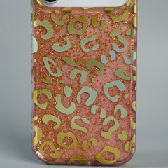 iPhone 17 Series Luxury Gold Leopard Print Glitter Case with Glossy Finish