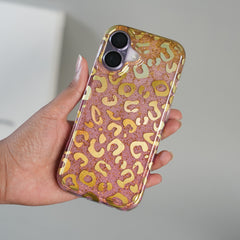 iPhone 17 Series Luxury Gold Leopard Print Glitter Case with Glossy Finish