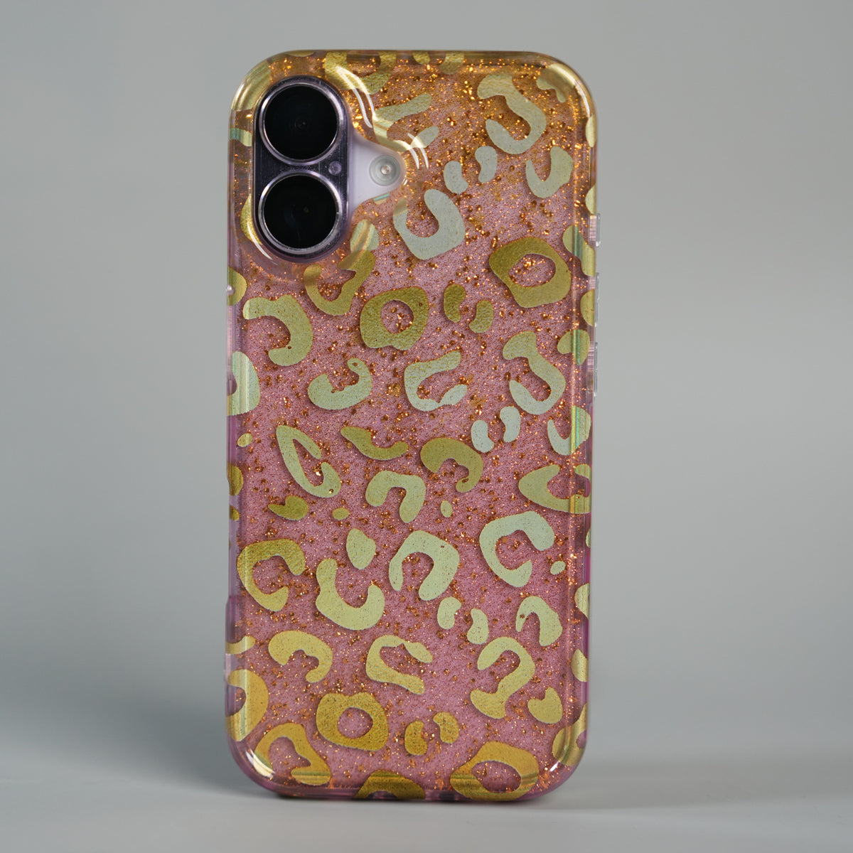 iPhone 17 Series Luxury Gold Leopard Print Glitter Case with Glossy Finish