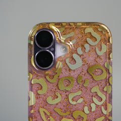 iPhone 17 Series Luxury Gold Leopard Print Glitter Case with Glossy Finish