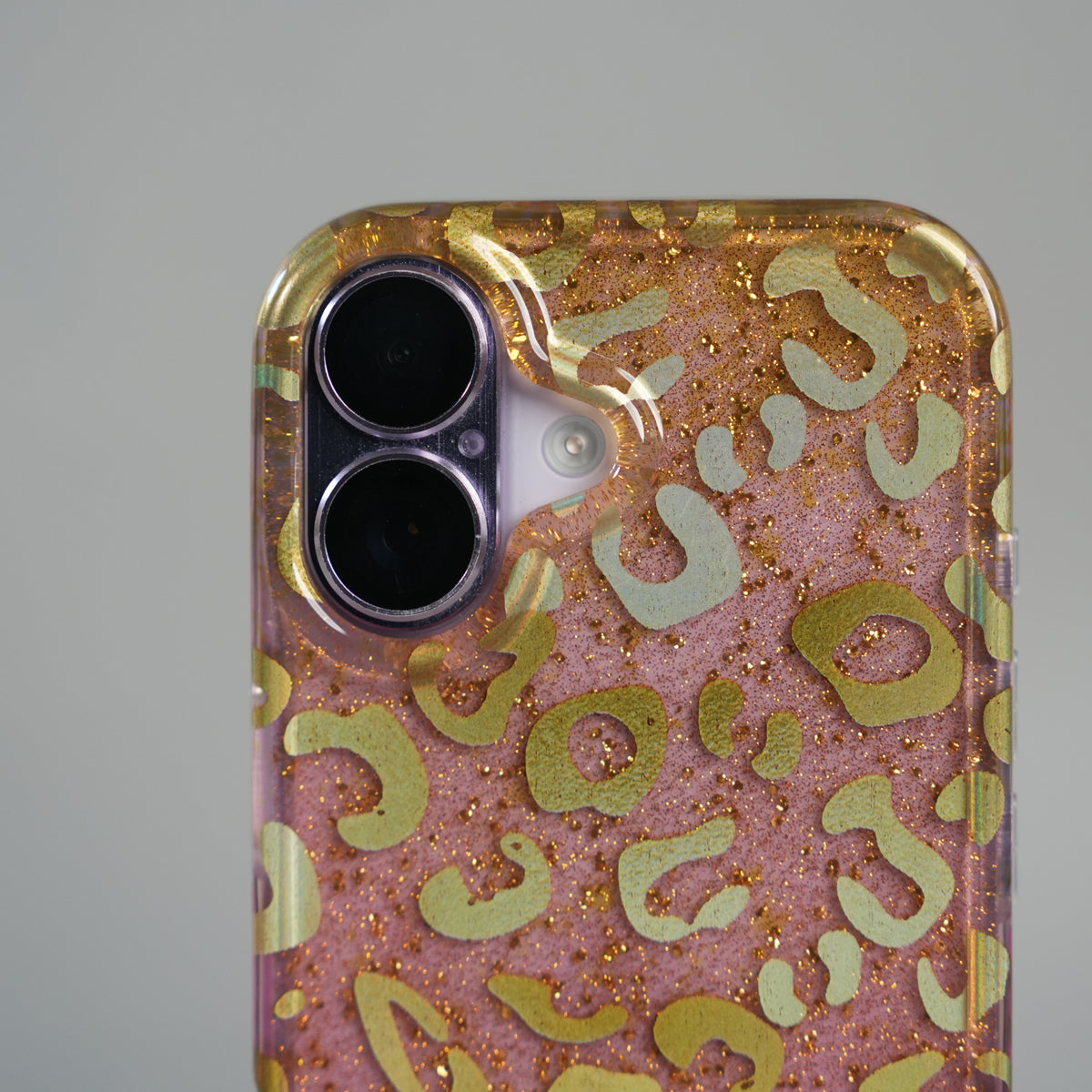 iPhone 17 Series Luxury Gold Leopard Print Glitter Case with Glossy Finish