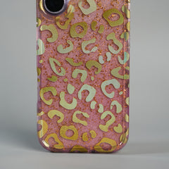 iPhone 17 Series Luxury Gold Leopard Print Glitter Case with Glossy Finish