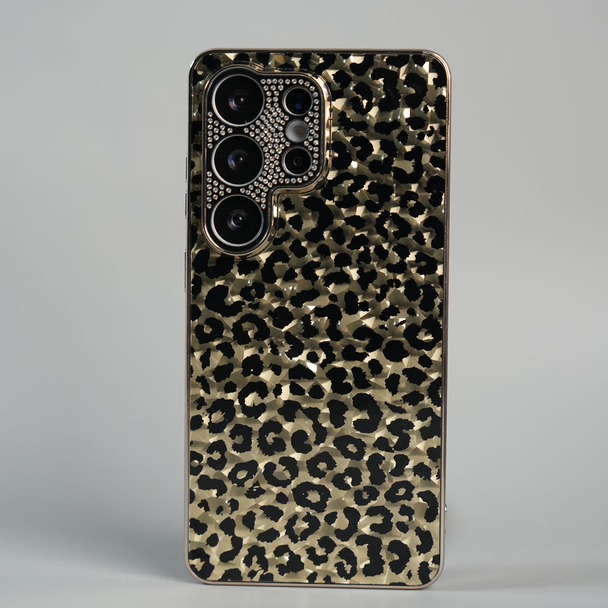 Galaxy S26 Ultra Luxury Leopard Crystal Case with Rhinestone Camera Frame & Glossy Finish