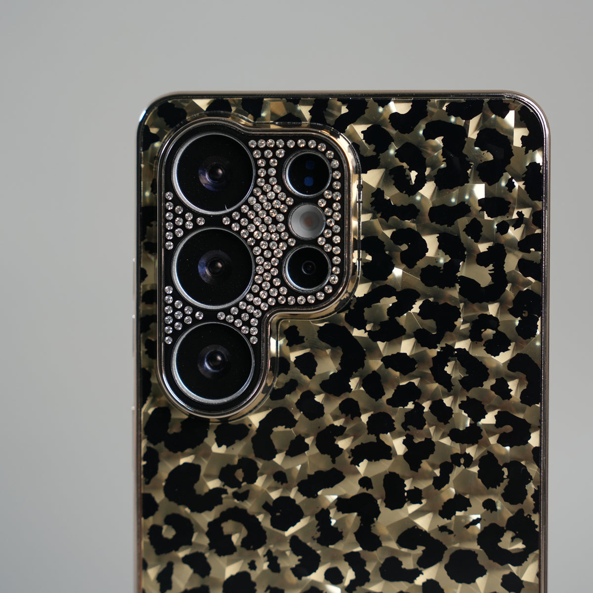 Galaxy S26 Ultra Luxury Leopard Crystal Case with Rhinestone Camera Frame & Glossy Finish