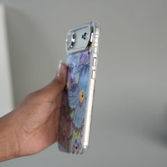iPhone 17 Air Luxury 3D Oil Painting Floral Design Glitter Lens Protection Stand Cover
