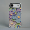 iPhone 17 Air Luxury 3D Oil Painting Floral Design Glitter Lens Protection Stand Cover