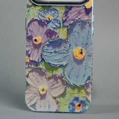 iPhone 17 Air Luxury 3D Oil Painting Floral Design Glitter Lens Protection Stand Cover