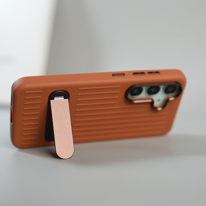 Galaxy S Series Premium PU Leather Suitcase MagSafe Case with Foldable Stand