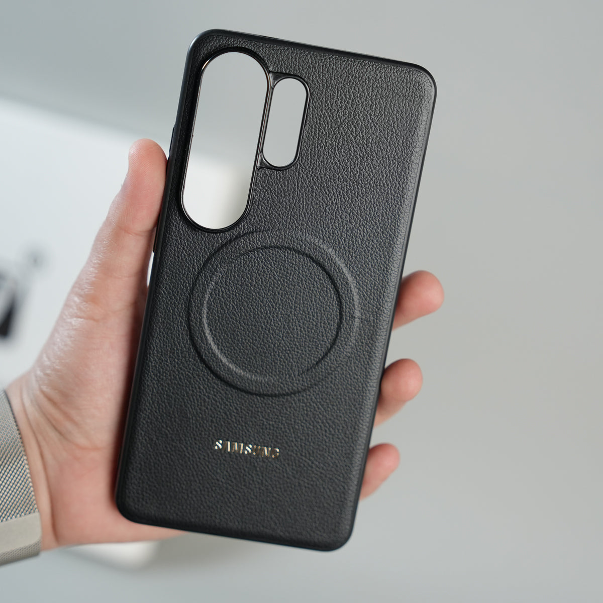 Galaxy S26 Ultra Premium Leather Texture MagSafe Compatible Case with Raised Camera Protection