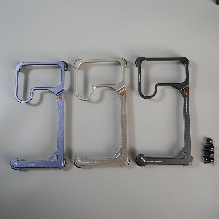 Galaxy S26 Ultra Aluminum Alloy Metal Bumper Frame with Foldable Stand