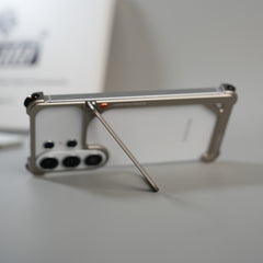 Galaxy S26 Ultra Aluminum Alloy Metal Bumper Frame with Foldable Stand