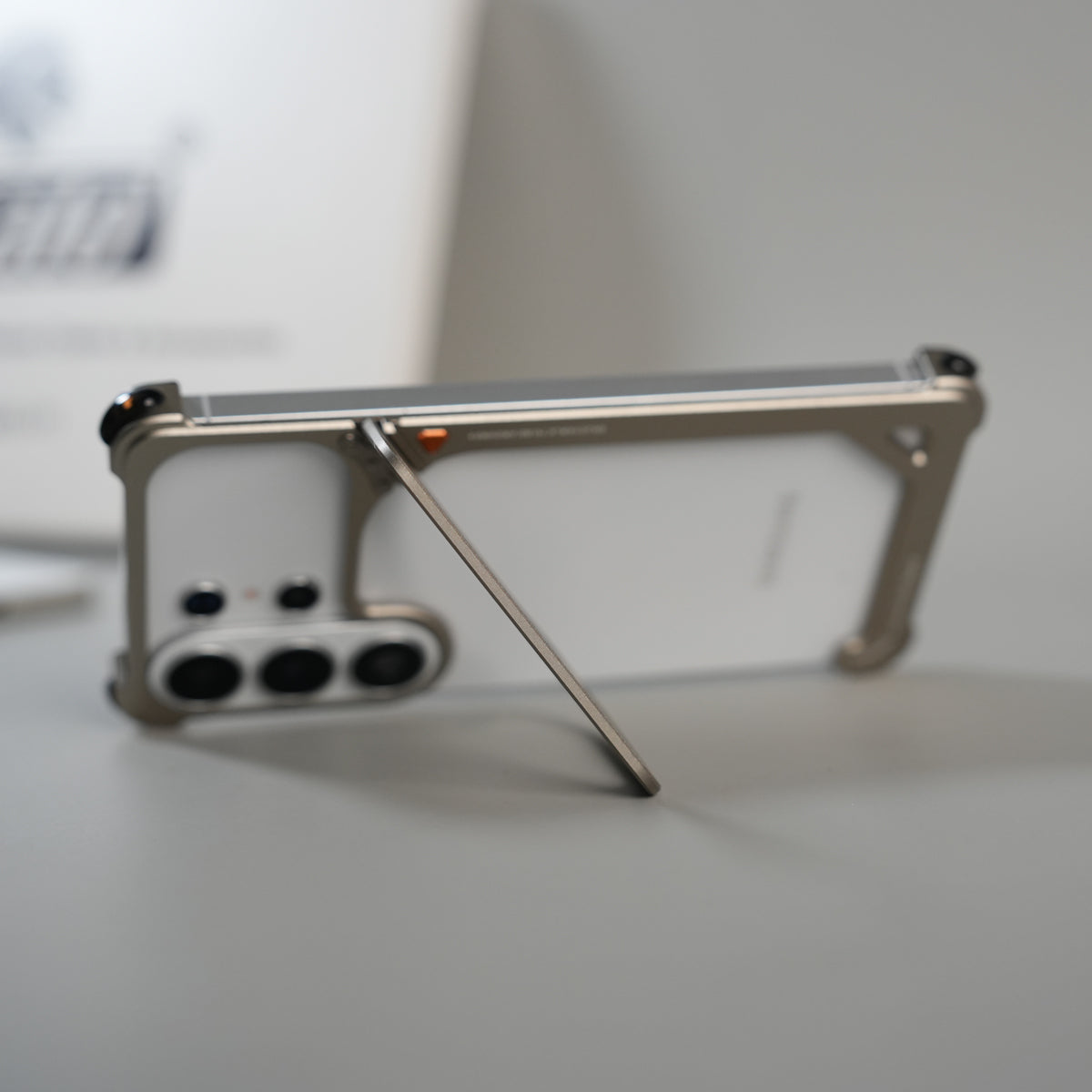 Galaxy S26 Ultra Aluminum Alloy Metal Bumper Frame with Foldable Stand