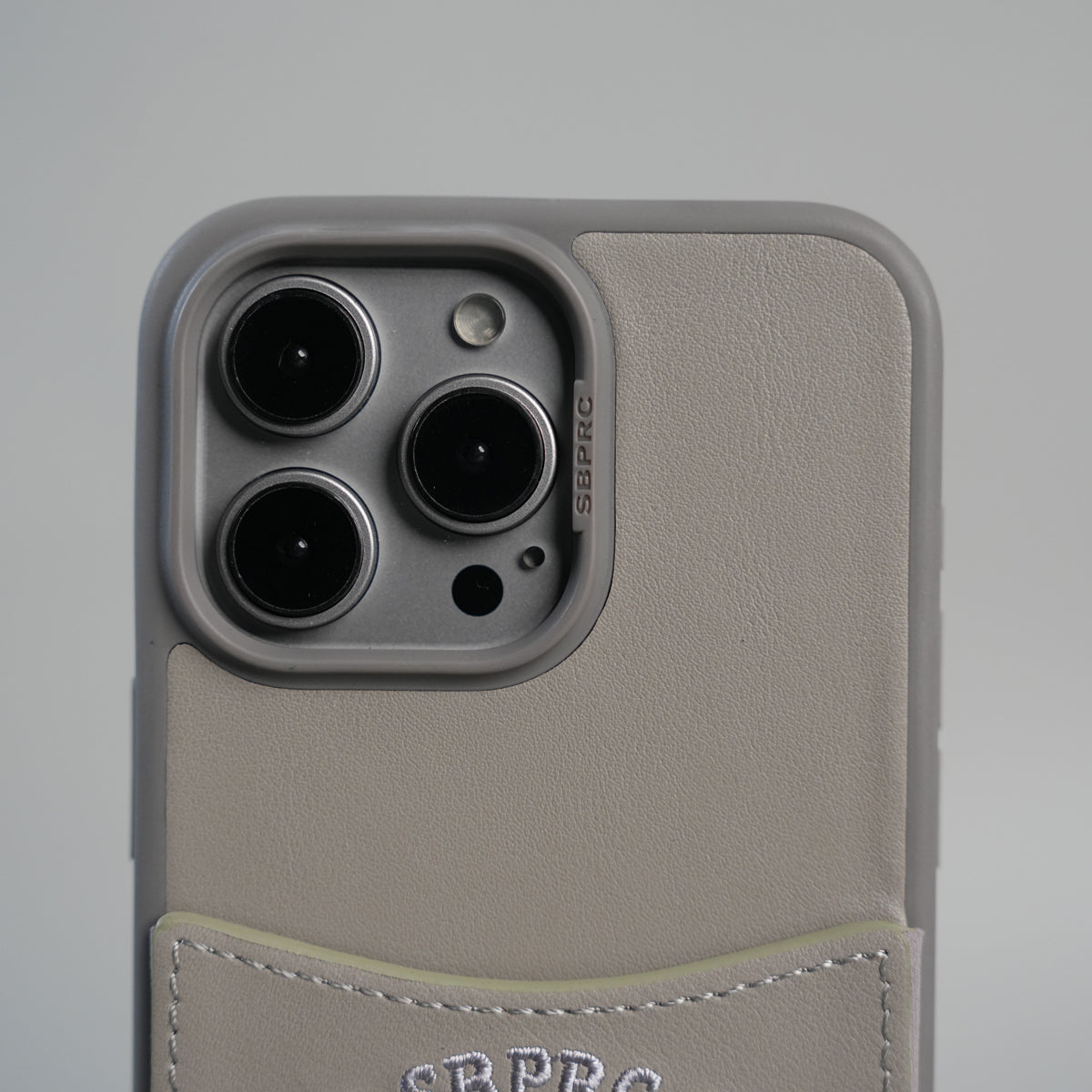 iPhone 15 Series Premium Leather Card Holder Case with Stitched Crest Design