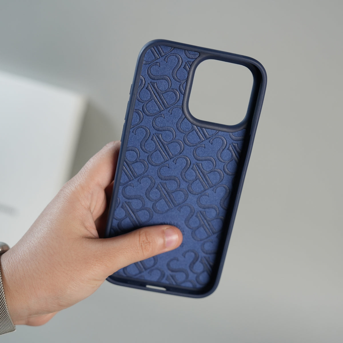 iPhone 15 Series Premium Leather Card Holder Case with Stitched Crest Design