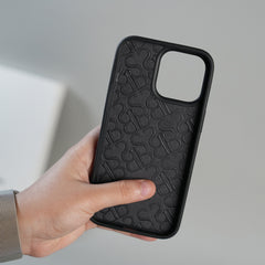 iPhone 15 Series Premium Leather Card Holder Case with Stitched Crest Design