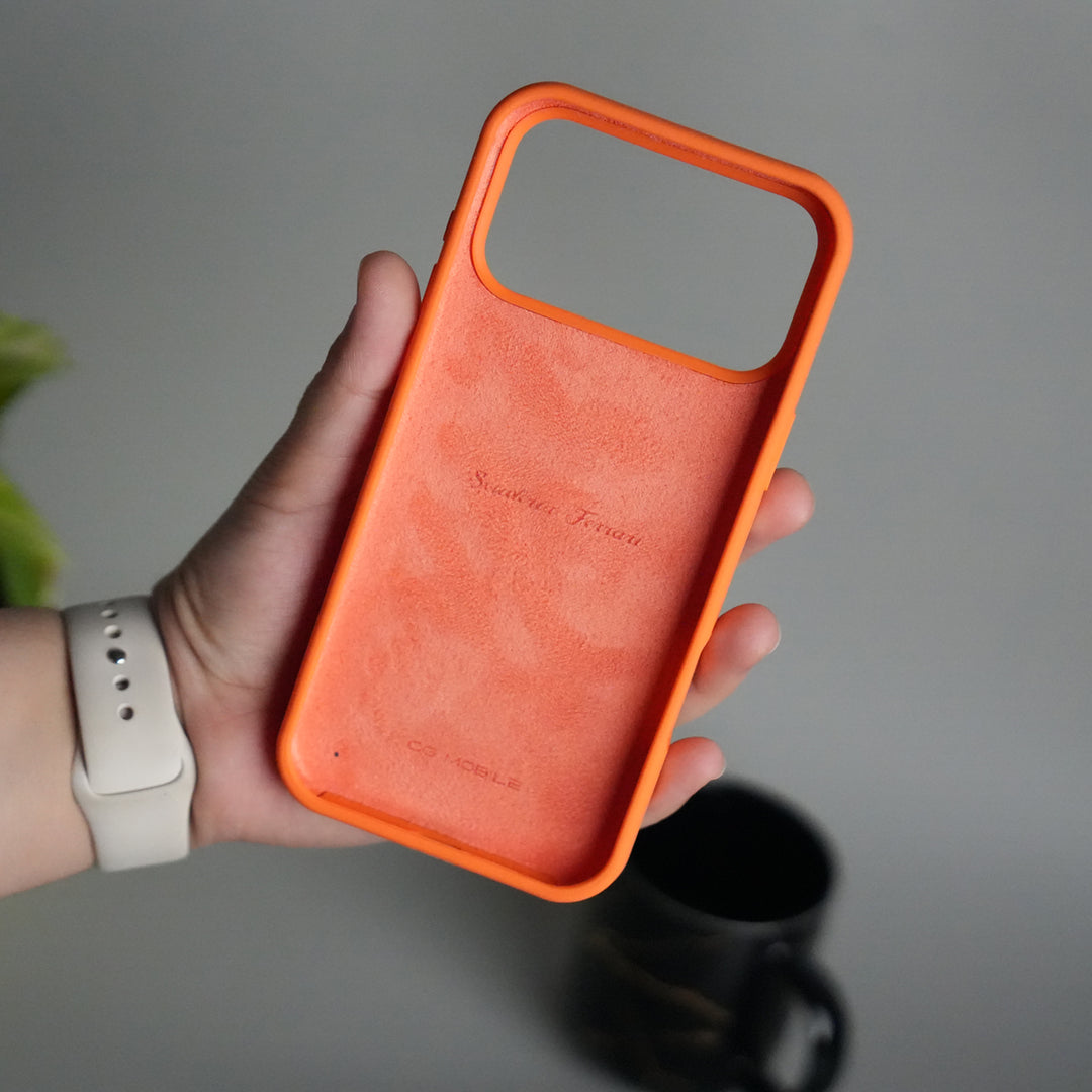iPhone 17 Series Sports Car Logo Liquid Silicone Case Cover ORANGE