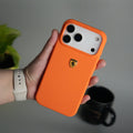 iPhone 17 Series Sports Car Logo Liquid Silicone Case Cover ORANGE