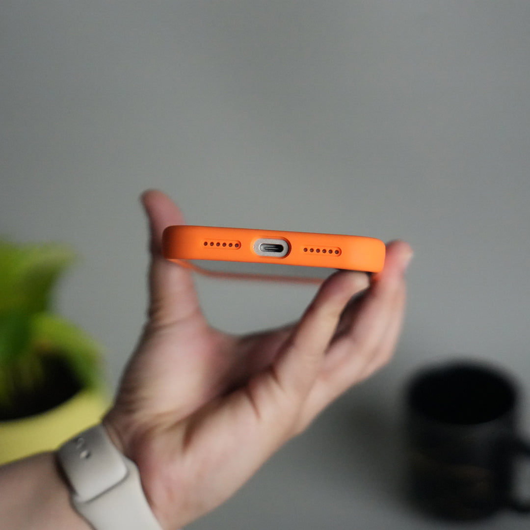 iPhone 17 Series Sports Car Logo Liquid Silicone Case Cover ORANGE