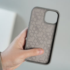 iPhone 15 Series Premium Leather Card Holder Case with Stitched Crest Design