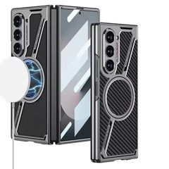 Samsung Galaxy Z Fold 6 Z Shaped Electroplated Magnetic PU Leather Case