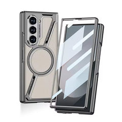 Samsung Galaxy Z Fold 6 Z Shaped Electroplated Magnetic PU Leather Case