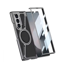 Samsung Galaxy Z Fold 6 Z Shaped Electroplated Magnetic PU Leather Case